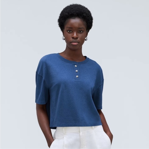 NWT Everlane The Vintage Henley Hemp Tee Deep Blue Size S - Picture 15 of 15